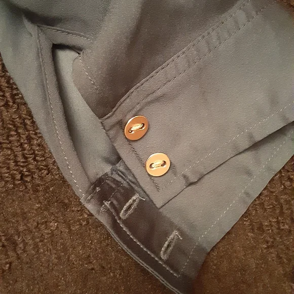 Pleated Teal Button-Up Dress - Picture 10 of 16